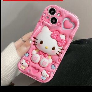 Hello Kitty Pink 2D Patterned Heart iPhone 16 Case
